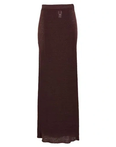 Kontatto Woman Maxi Skirt Chocolate Brown Size Onesize Linen, Polyamide