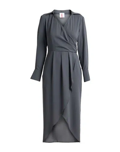 Kontatto Woman Midi Dress Grey Size 6 Polyester