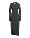 Kontatto Woman Midi Dress Grey Size Onesize Polyamide, Merino Wool, Viscose, Cashmere In Black