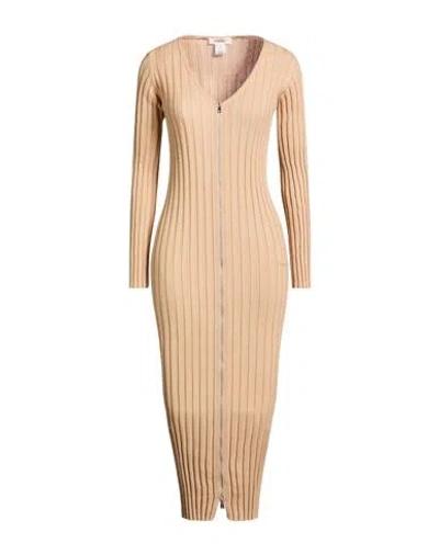 Kontatto Woman Midi Dress Sand Size Onesize Cotton In Brown