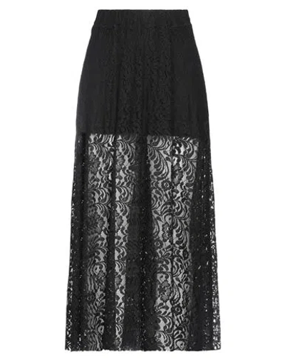 Kontatto Woman Midi Skirt Black Size M Cotton, Polyester In Black
