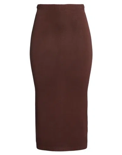 Kontatto Woman Midi Skirt Brown Size Onesize Viscose, Pbt - Polybutylene Terephthalate