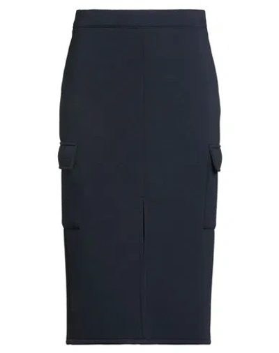 Kontatto Woman Midi Skirt Navy Size 8 Polyester, Viscose, Polyurethane, Elastane In Blue
