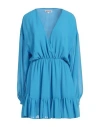 Kontatto Woman Mini Dress Azure Size Xs Polyester In Blue