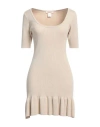 Kontatto Woman Mini Dress Beige Size Onesize Viscose, Acrylic, Elastane