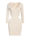 Kontatto Woman Mini Dress Beige Size Onesize Viscose, Acrylic, Elastane
