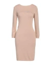 Kontatto Woman Mini Dress Beige Size Onesize Viscose, Pbt - Polybutylene Terephthalate In Beige