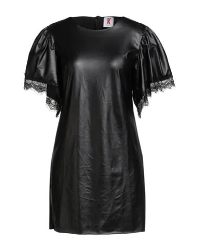 Kontatto Woman Mini Dress Black Size 6 Polyester, Elastane, Polyurethane