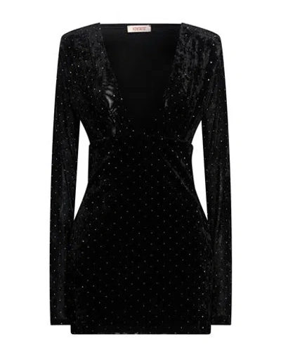 Kontatto Woman Mini Dress Black Size 8 Viscose, Elastane