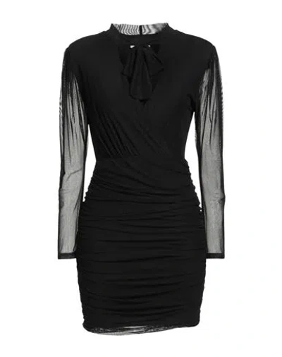 Kontatto Woman Mini Dress Black Size M Polyester, Elastane