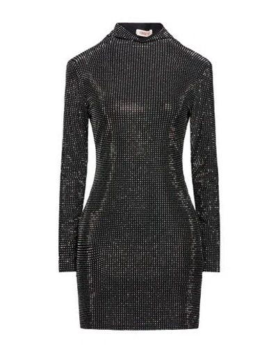 Kontatto Woman Mini Dress Black Size M/l Polyester, Elastane