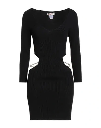 Kontatto Woman Mini Dress Black Size Onesize Viscose, Acrylic, Elastane