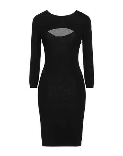 Kontatto Woman Mini Dress Black Size Onesize Viscose, Pbt - Polybutylene Terephthalate