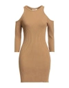 Kontatto Woman Mini Dress Camel Size Onesize Viscose, Acrylic, Elastane In Brown