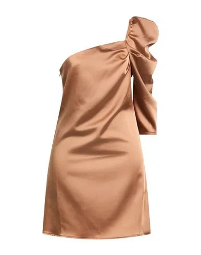 Kontatto Woman Mini Dress Camel Size S Polyester, Elastane In Brown