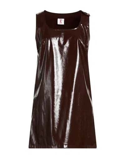Kontatto Woman Mini Dress Chocolate Brown Size 8 Polyurethane