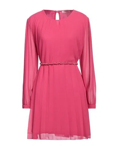Kontatto Woman Mini Dress Fuchsia Size M Polyester, Viscose, Elastane In Pink