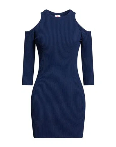 Kontatto Woman Mini Dress Navy Size Onesize Viscose, Acrylic, Elastane In Blue