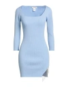 Kontatto Woman Mini Dress Sky Blue Size Onesize Viscose, Acrylic, Elastane In Blue