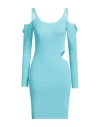 Kontatto Woman Mini Dress Turquoise Size Onesize Viscose, Pbt - Polybutylene Terephthalate In Blue