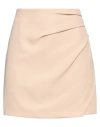 Kontatto Woman Mini Skirt Beige Size M Polyester, Elastane