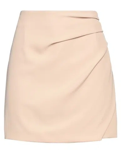 Kontatto Woman Mini Skirt Beige Size M Polyester, Elastane