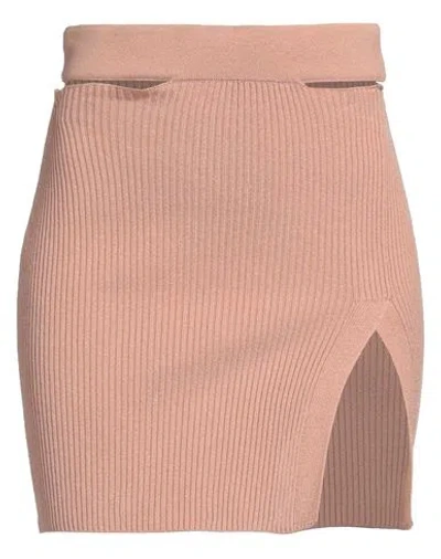 KONTATTO KONTATTO WOMAN MINI SKIRT CAMEL SIZE ONESIZE VISCOSE, ACRYLIC, ELASTANE