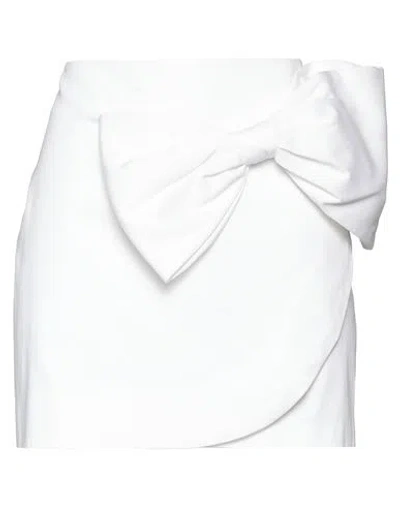 Kontatto Woman Mini Skirt White Size S Cotton, Elastane