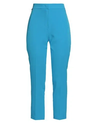 Kontatto Woman Pants Azure Size M Polyester, Elastane In Blue