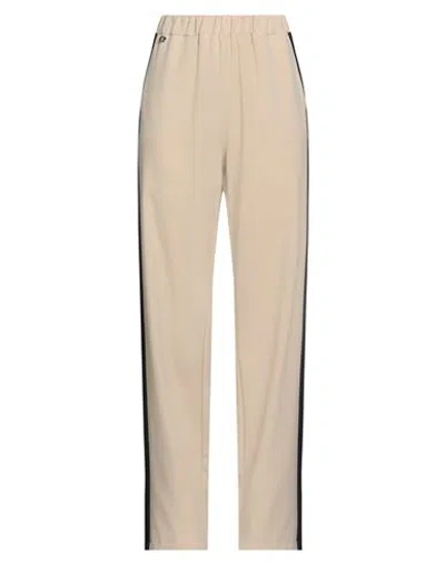 Kontatto Woman Pants Beige Size M Polyester, Elastane In Neutral