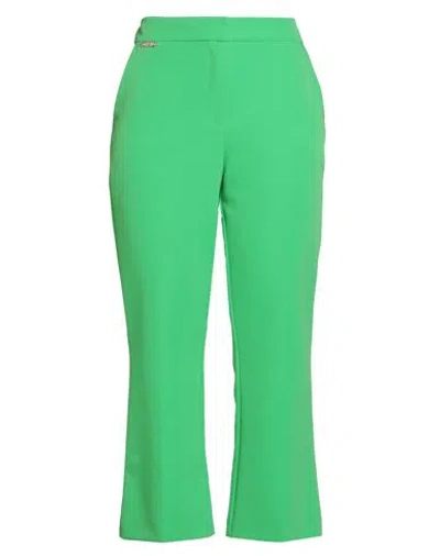 Kontatto Woman Pants Green Size M Polyester, Elastane
