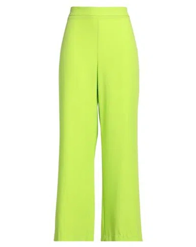 Kontatto Woman Pants Lime Green Size M Polyester, Elastane