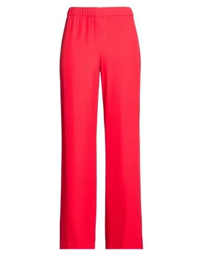 Kontatto Woman Pants Red Size 8 Polyester, Elastane