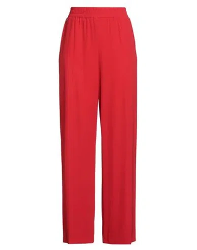 Kontatto Woman Pants Red Size M Polyester, Elastane