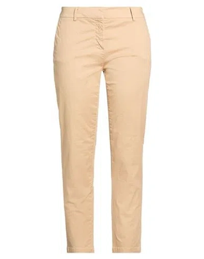 Kontatto Woman Pants Sand Size 10 Cotton, Elastane In Brown