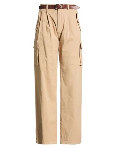 Kontatto Woman Pants Sand Size L Cotton, Elastane In Neutral