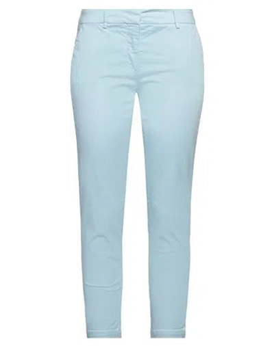 Kontatto Woman Pants Sky Blue Size 8 Cotton, Elastane