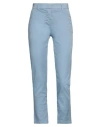 Kontatto Woman Pants Sky Blue Size L Cotton, Elastane