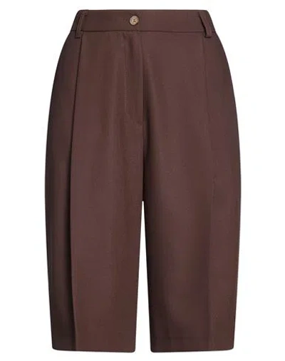 Kontatto Woman Shorts & Bermuda Shorts Dark Brown Size 4 Polyester, Viscose, Elastane, Tencel