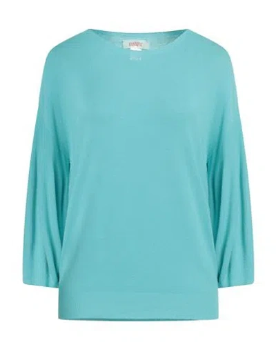 Kontatto Woman Sweater Azure Size Onesize Viscose, Polyester In Blue