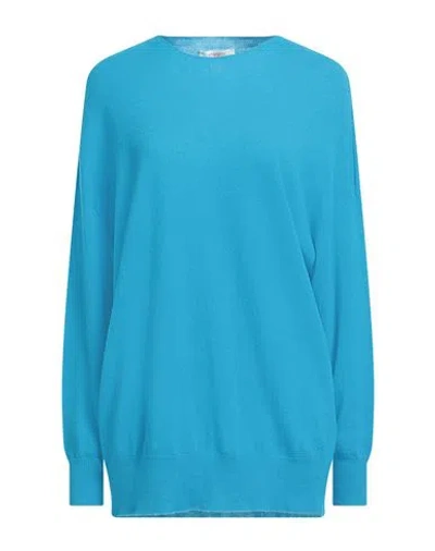 Kontatto Woman Sweater Azure Size Onesize Wool, Cashmere In Blue