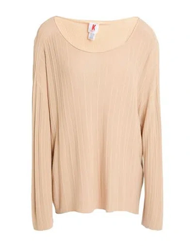 Kontatto Woman Sweater Beige Size Onesize Viscose, Polyester In Nude