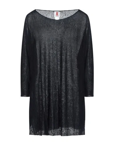 Kontatto Woman Sweater Blue Size Onesize Linen, Polyamide In Black