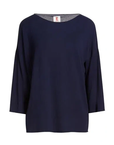 Kontatto Woman Sweater Blue Size Onesize Viscose, Pbt - Polybutylene Terephthalate