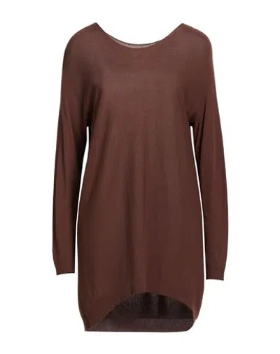 Kontatto Woman Sweater Brown Size Onesize Viscose, Pbt - Polybutylene Terephthalate