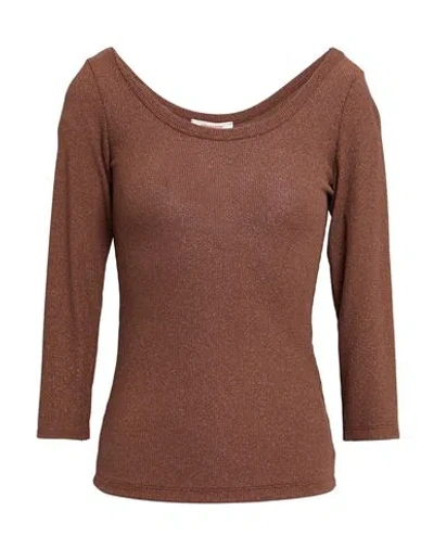 Kontatto Woman Sweater Brown Size Onesize Viscose, Polyester, Polyamide, Elastane