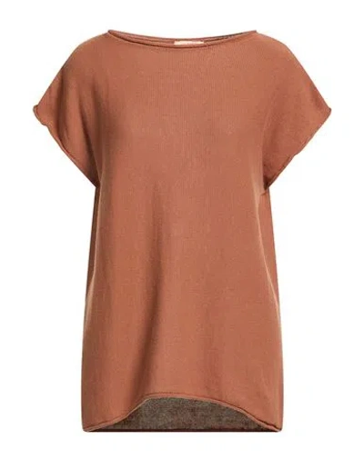 Kontatto Woman Sweater Camel Size Onesize Cotton In Brown