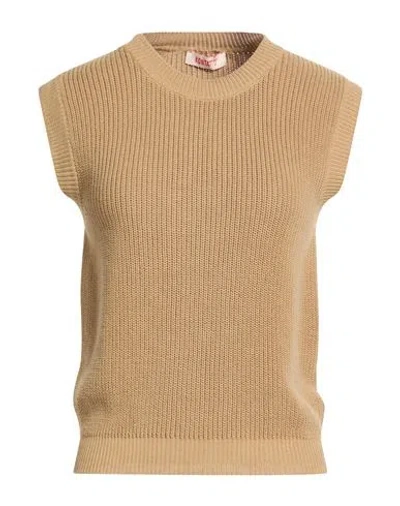 Kontatto Woman Sweater Camel Size Onesize Cotton In Neutral