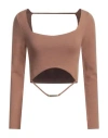 Kontatto Woman Sweater Camel Size Onesize Viscose, Acrylic, Elastane In Beige