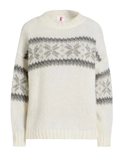 Kontatto Woman Sweater Cream Size Onesize Acrylic, Mohair Wool, Polyamide In White
